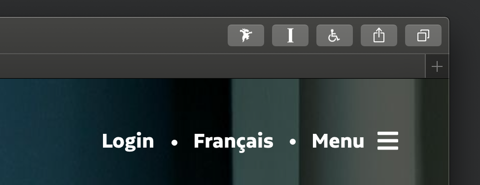 Top leftside menu reduced to Login, French, and Menu labels.